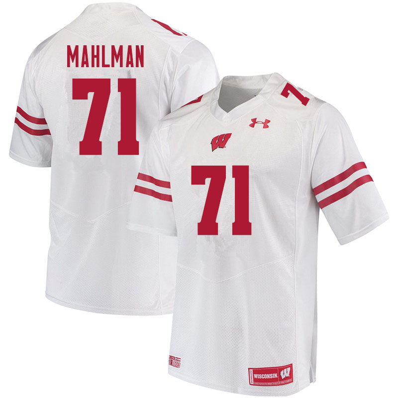 Wisconsin Badgers Men's #71 Riley Mahlman NCAA Under Armour Authentic White College Stitched Football Jersey AR40T42PG